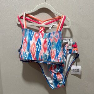 Girls Sz Large - 2 pc Hurley Multicolor Ikat Bikini Set